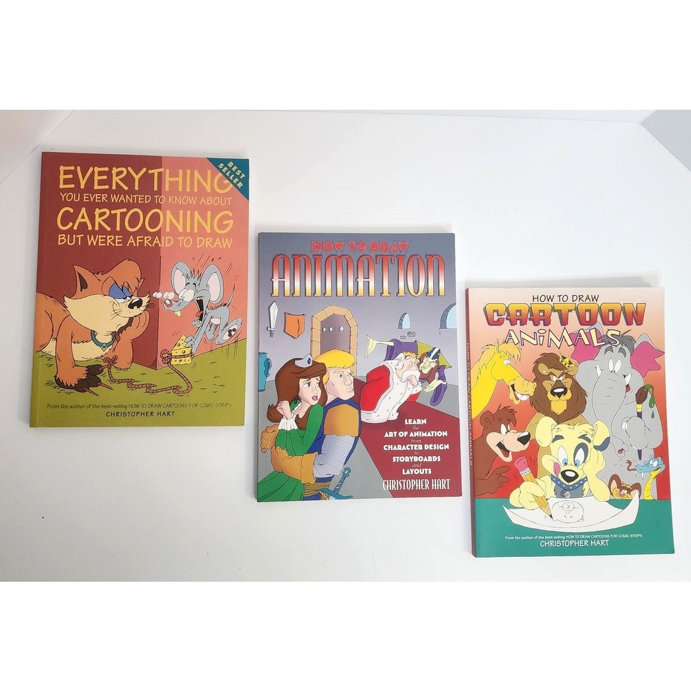 Christopher Hart How to Draw Books Set Cartooning Animation Animals 3pc Bundle‎